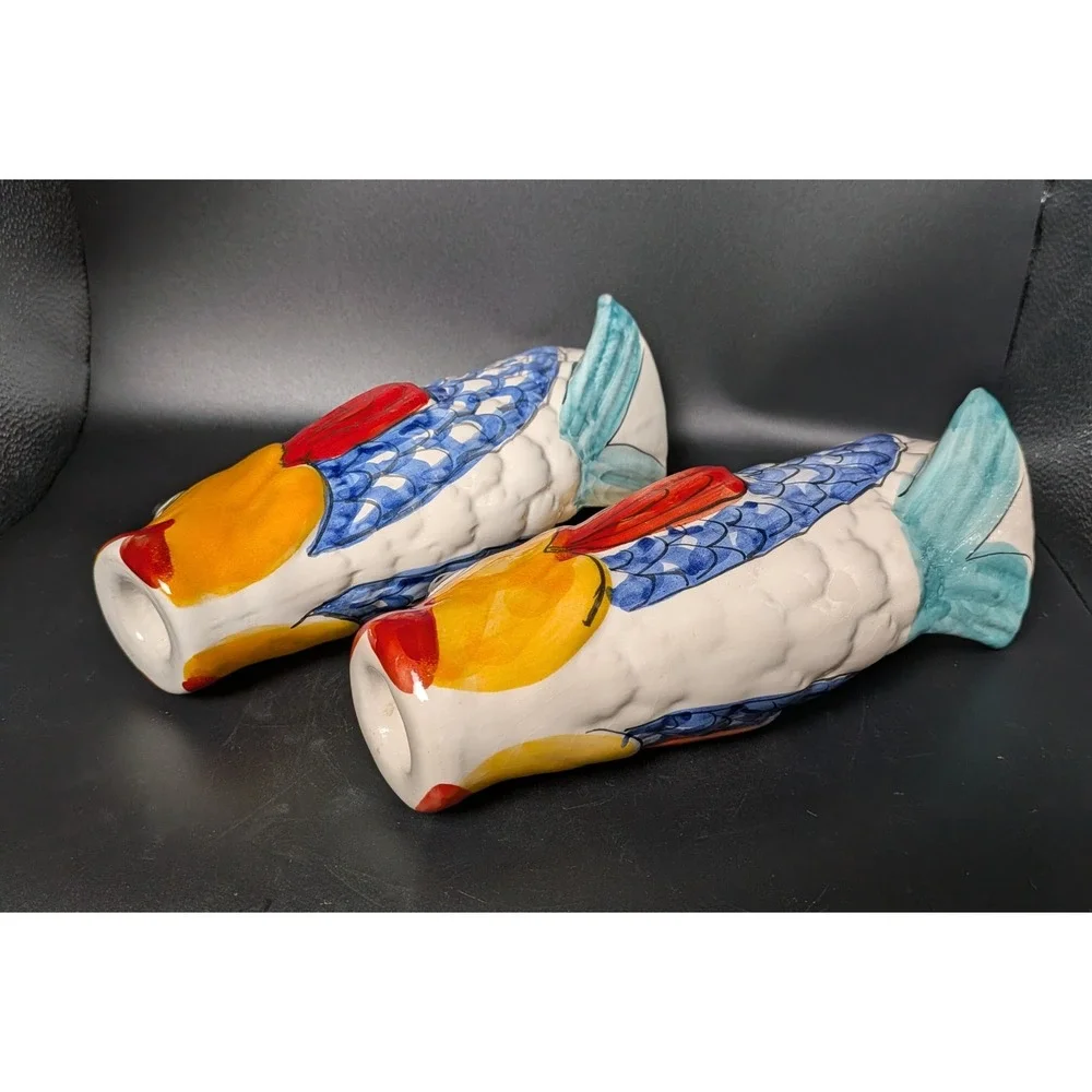 Vintage Italian Potter~Fish Candlestick Holders~Santo Stefano Di Camastra
